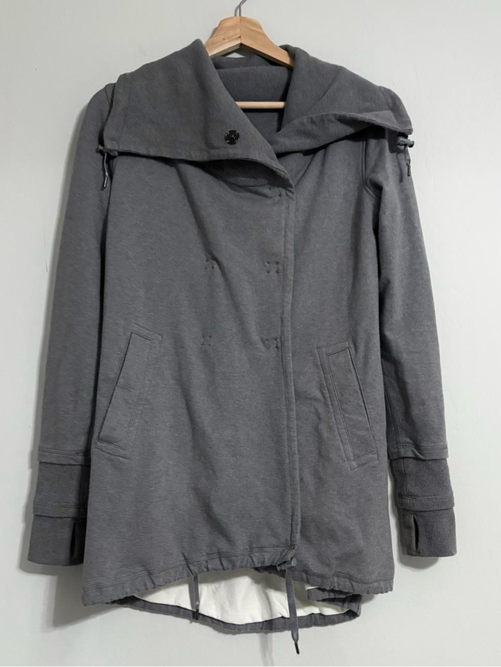 Lululemon Grey Front Wrap Button Up Cotton Blend Cardigan